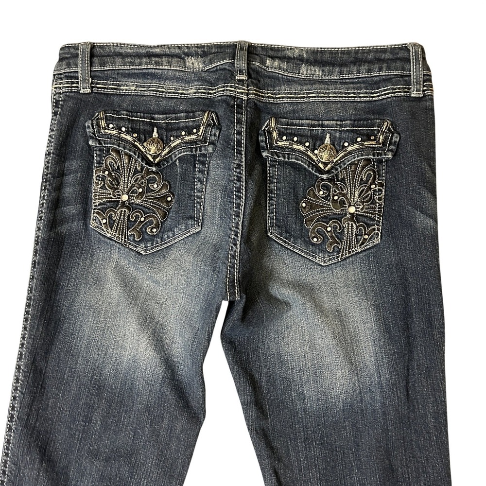 Wrangler Rock 47 Bootcut Jeans Womens Blue Ultra Low Rise Western Cowgirl 33x33